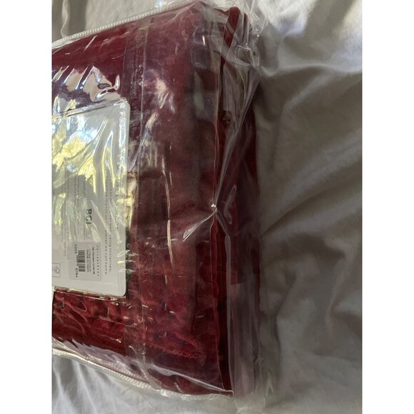 Pottery Barn King Velvet Box Stitch Sham Pillow Christmas Red Holiday - Picture 12 of 14